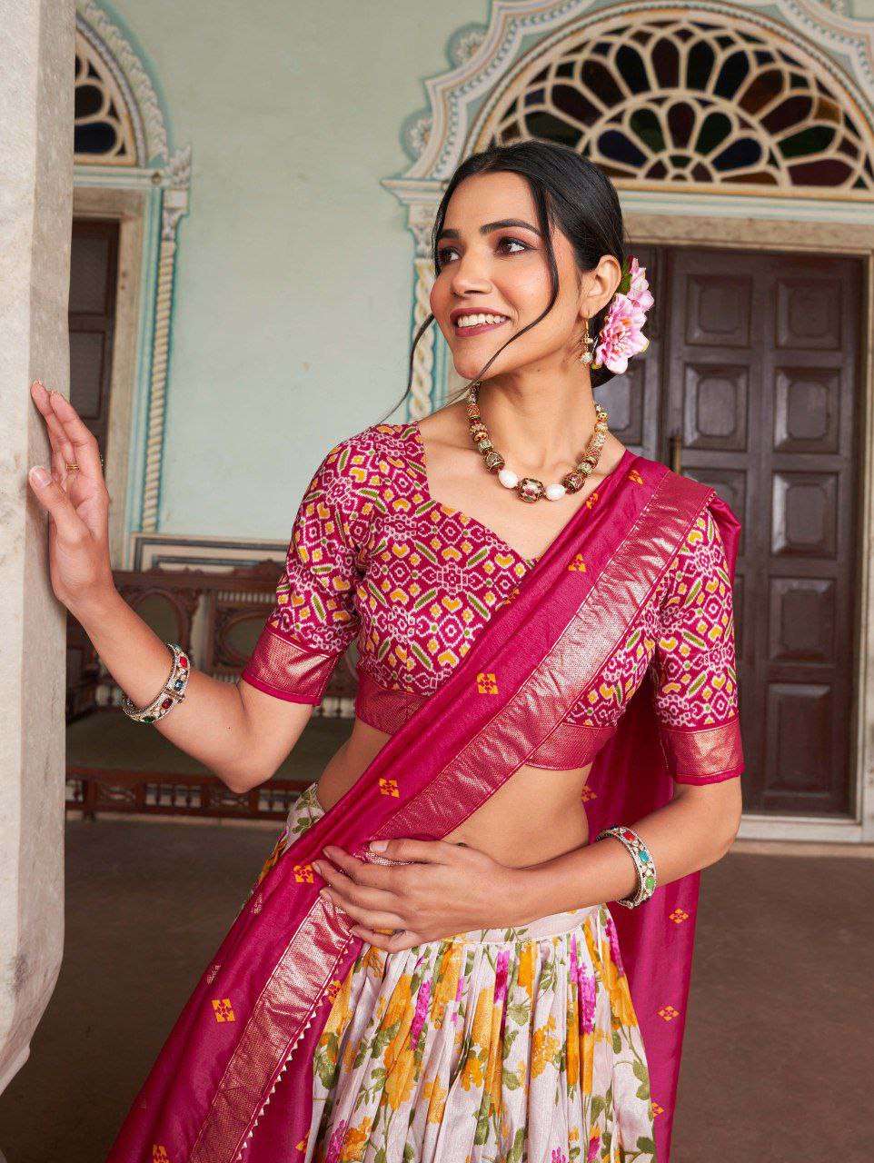 Women's Tussar Silk Patola Print Lehenga Choli with Dupatta ? Foil Work Stitched Lehenga Set