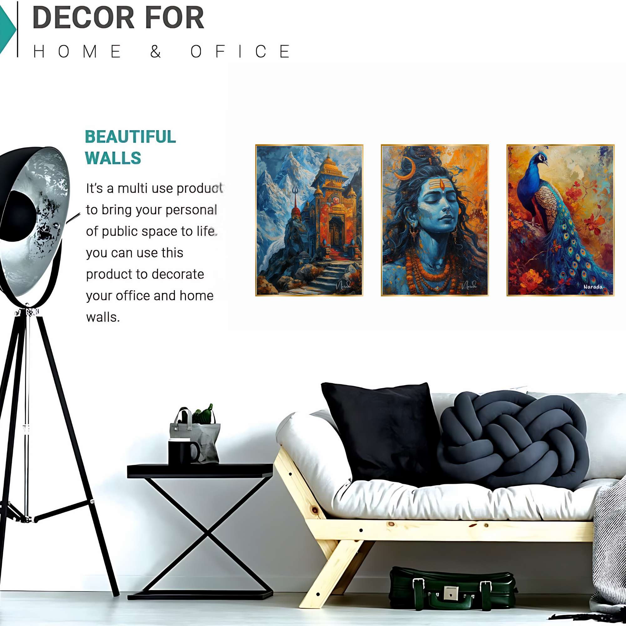 Set of Three Wall Paintings for Wall Dacoration Golden Framed Wall Paintings for Living Room & Bedroom Wall Art for Home Decoration & Office Wall Décor (24x18 inch CH-GD3-8)