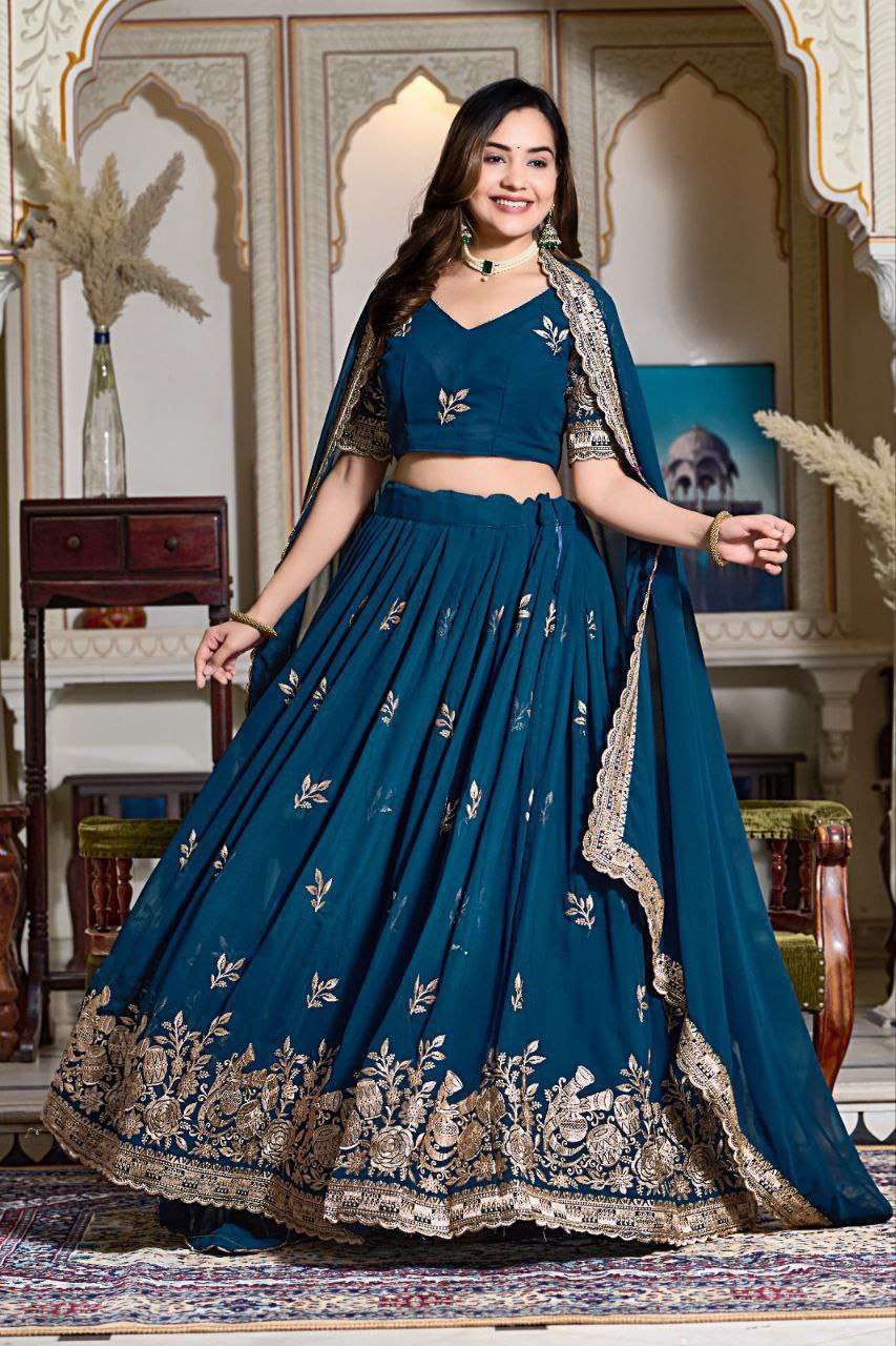 Women's Embroidered Lehenga Choli with Net Dupatta ? Festive & Wedding Wear Set