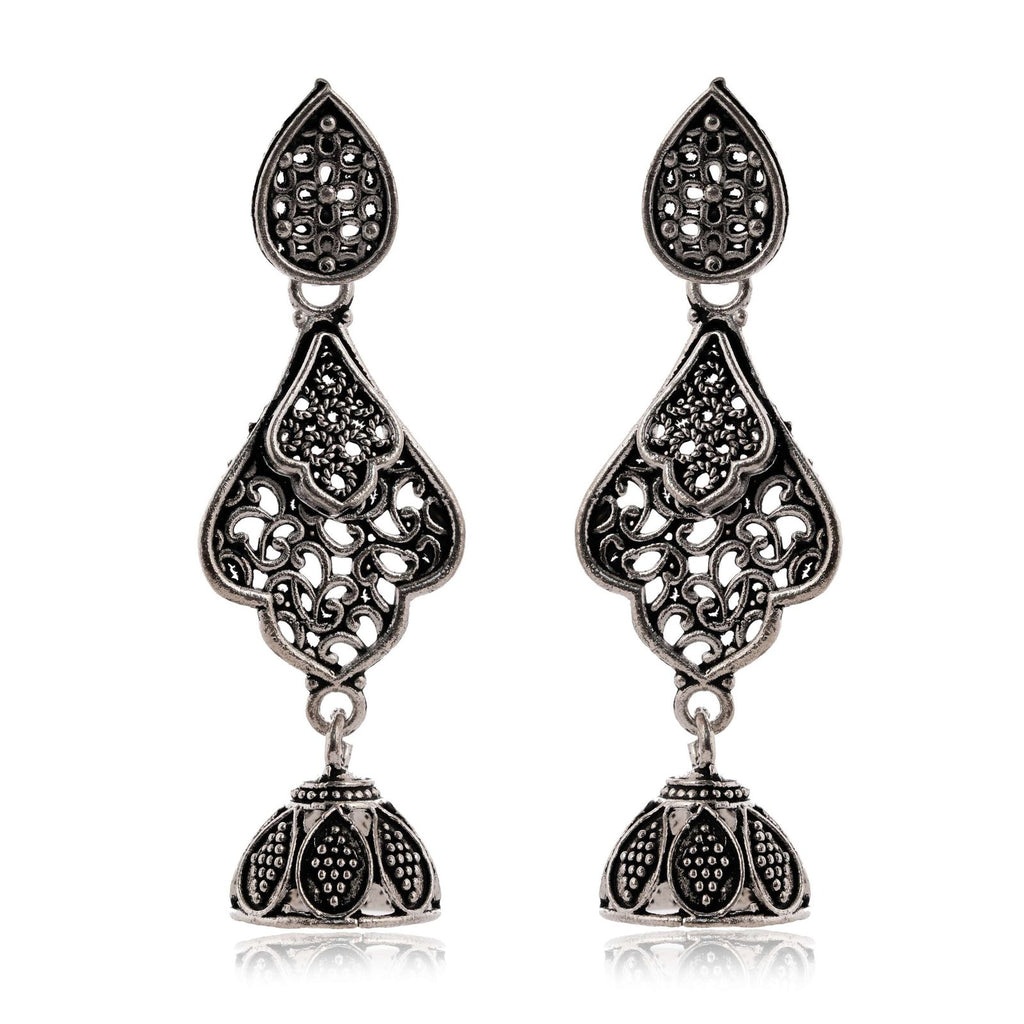 Women's Indian Bollywood Stylish AZ838-OXidised Earrings Traditional Ethnic Jhumka/Jhumki Earrings for Women - Unique Design -AZ838-OX-ER20