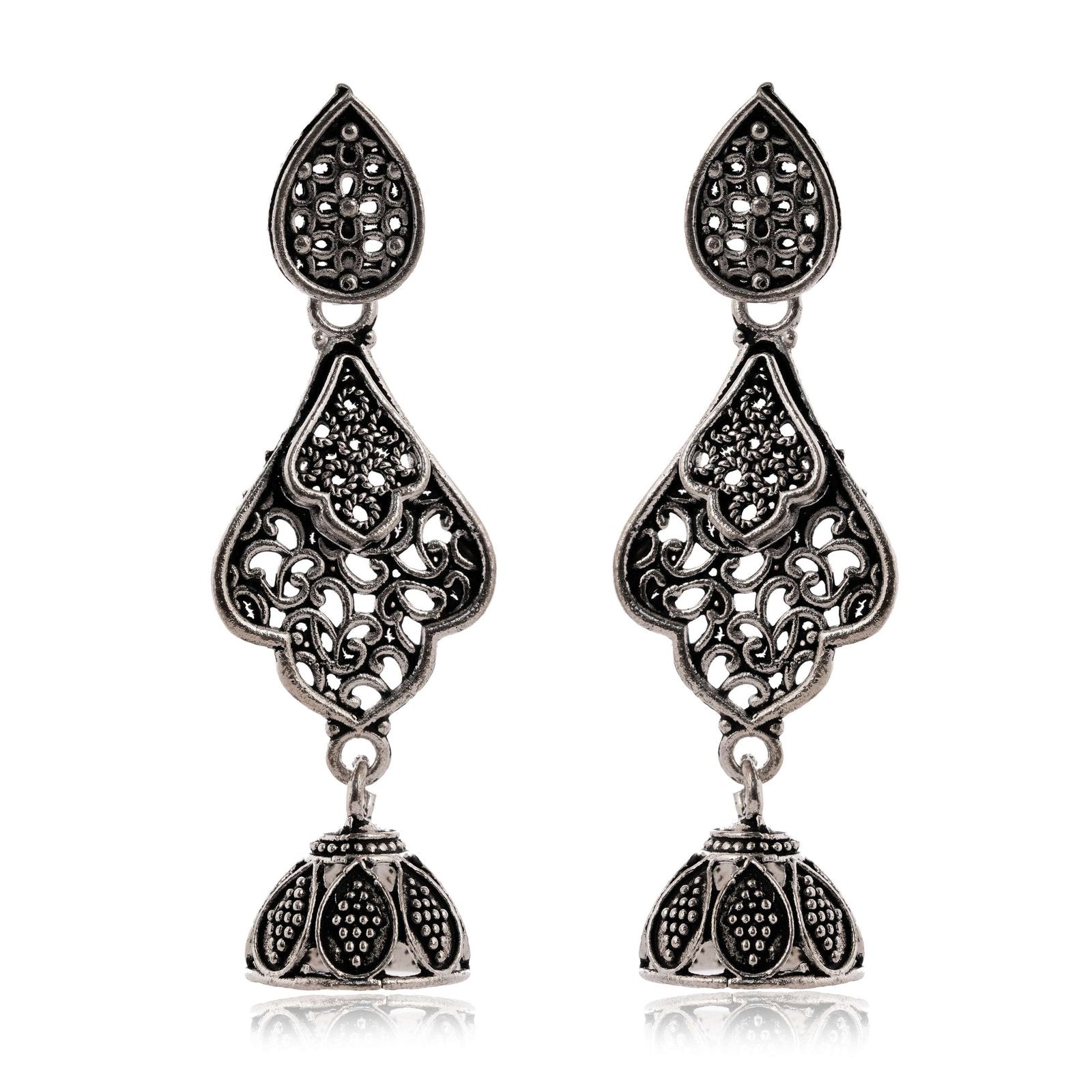 Women's Indian Bollywood Stylish AZ838-OXidised Earrings Traditional Ethnic Jhumka/Jhumki Earrings for Women - Unique Design -AZ838-OX-ER20