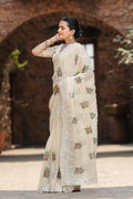 Women's Elegant Sage Green Georgette Saree with Delicate Floral Embroidery & Sequin Work – Perfect for Summer Festivities & Day Events