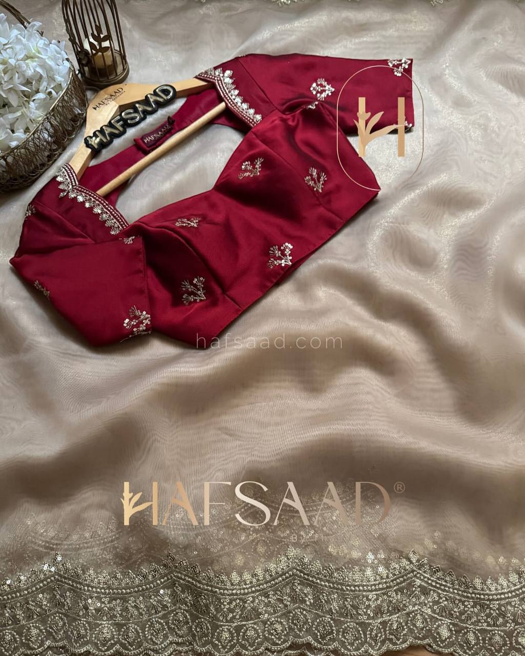 Luxurious Ivory Organza Dupatta with Heavy Golden Sequin & Zari Cutwork Border – Perfect for Weddings & Festive Layering