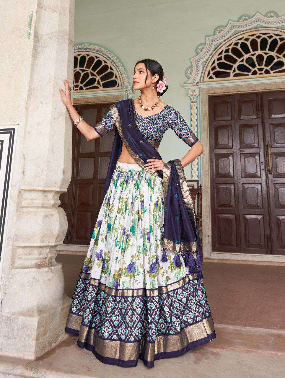 Women's Tussar Silk Patola Print Lehenga Choli with Dupatta ? Foil Work Stitched Lehenga Set