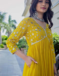 Women's Rayon embroidery work Georgette Fit & Flare Dress