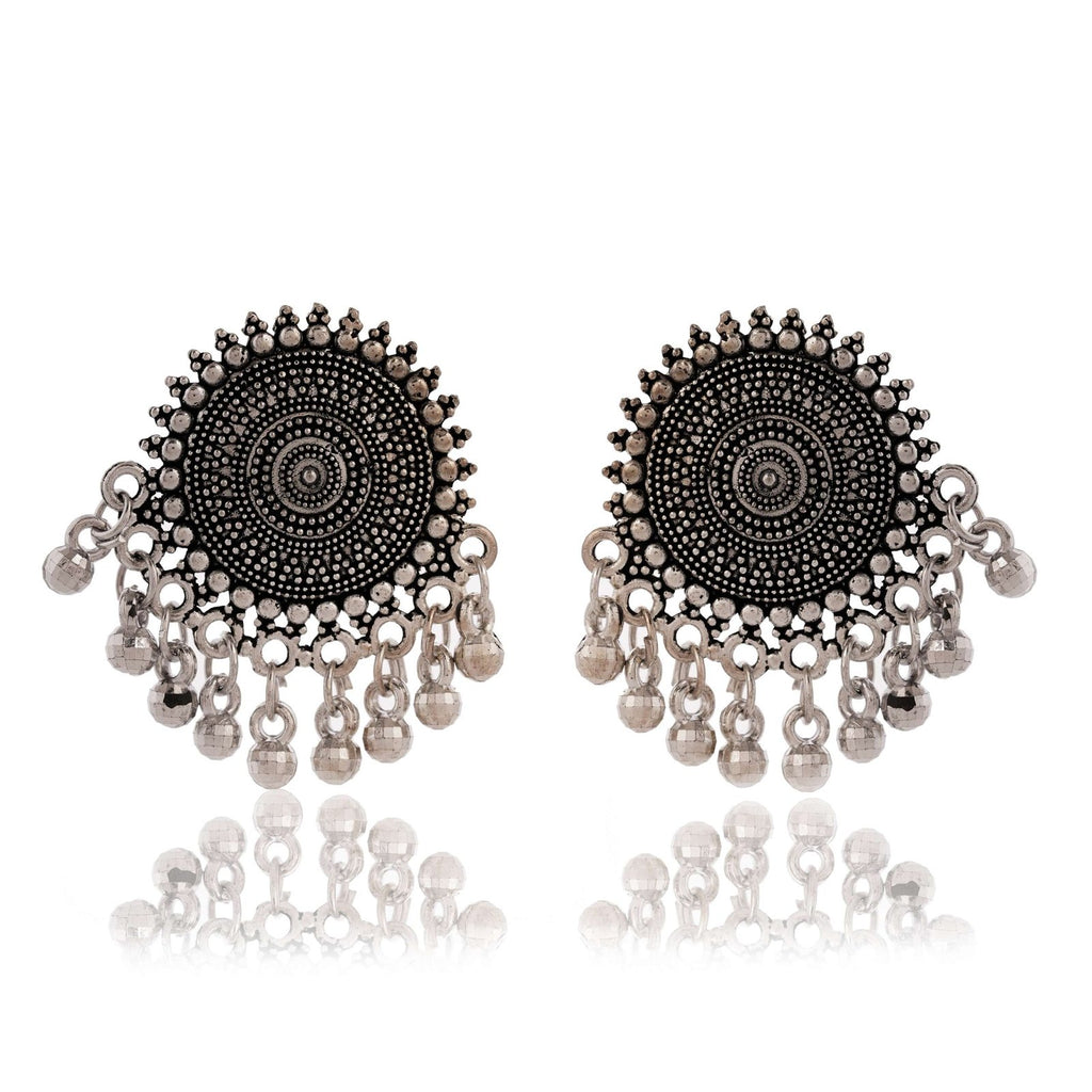 Earrings for Women Traditional Silver AZ838-OXidised Jhumka Set | German Silver Chand Baliyan & Jhumkas Earrings | Birthday & Anniversary Gift -AZ838-OX-ER32