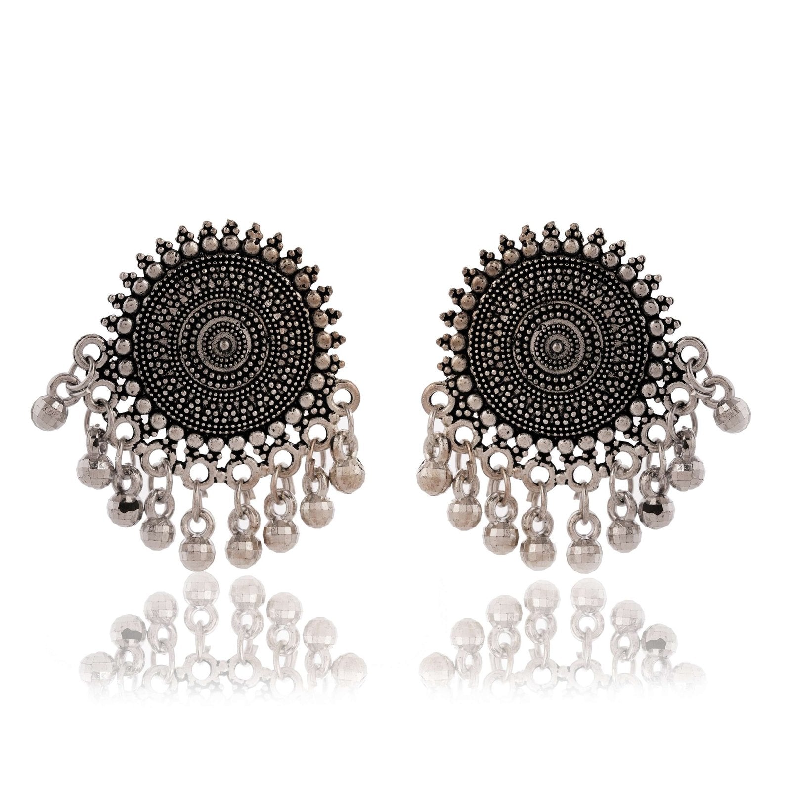 Earrings for Women Traditional Silver AZ838-OXidised Jhumka Set | German Silver Chand Baliyan & Jhumkas Earrings | Birthday & Anniversary Gift -AZ838-OX-ER32