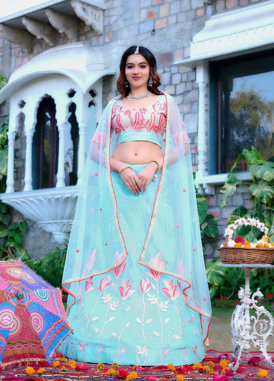 Women's  Tussar Silk Patola Printed Lehenga Set with Dupatta ? Stitched with Can Can Flair