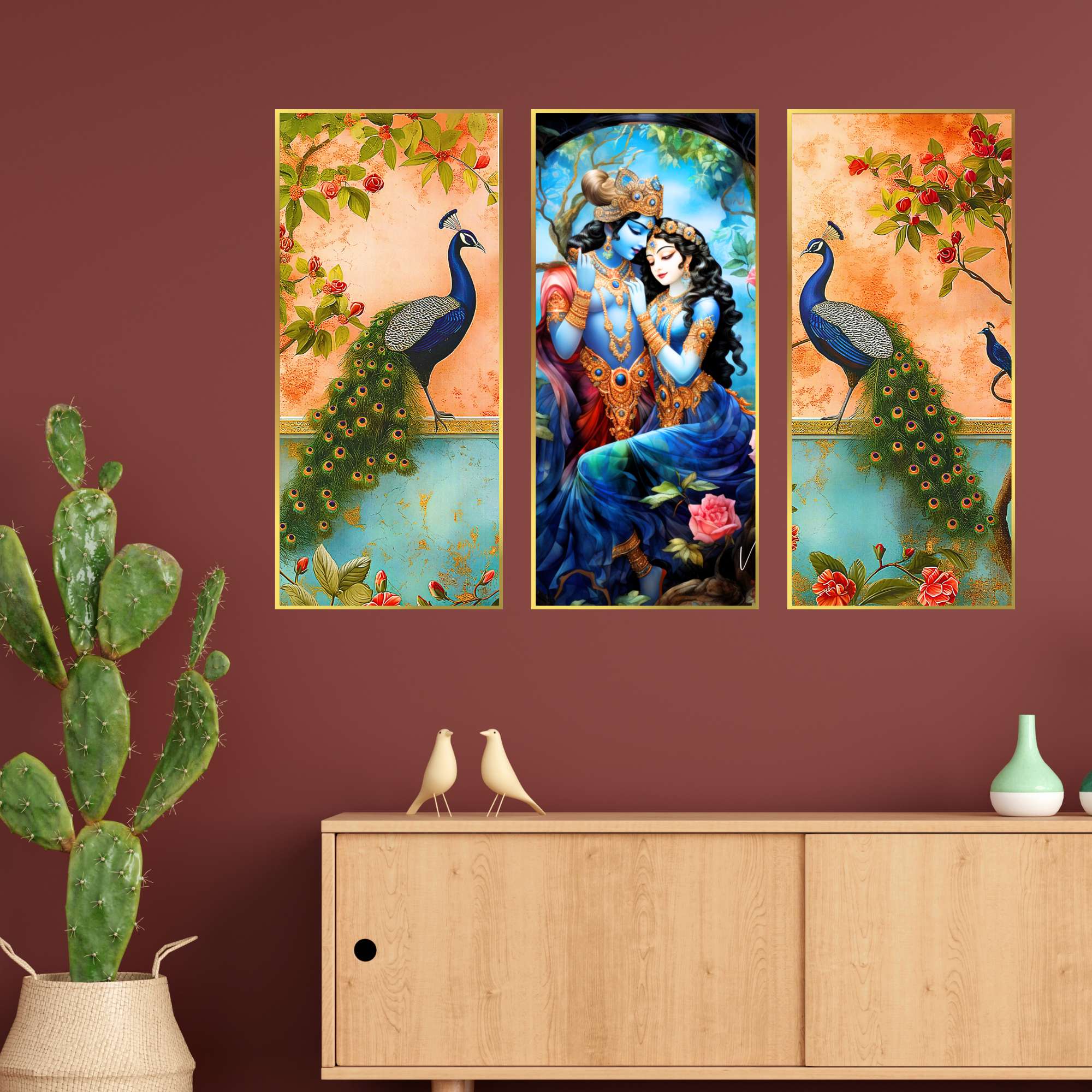 Set of Three large Wall Paintings for Wall Dacoration Golden Framed Wall Paintings for Living Room & Bedroom Wall Art for Home Decoration & Office Wall Décor (14x11 inch CH-LGD3-7)