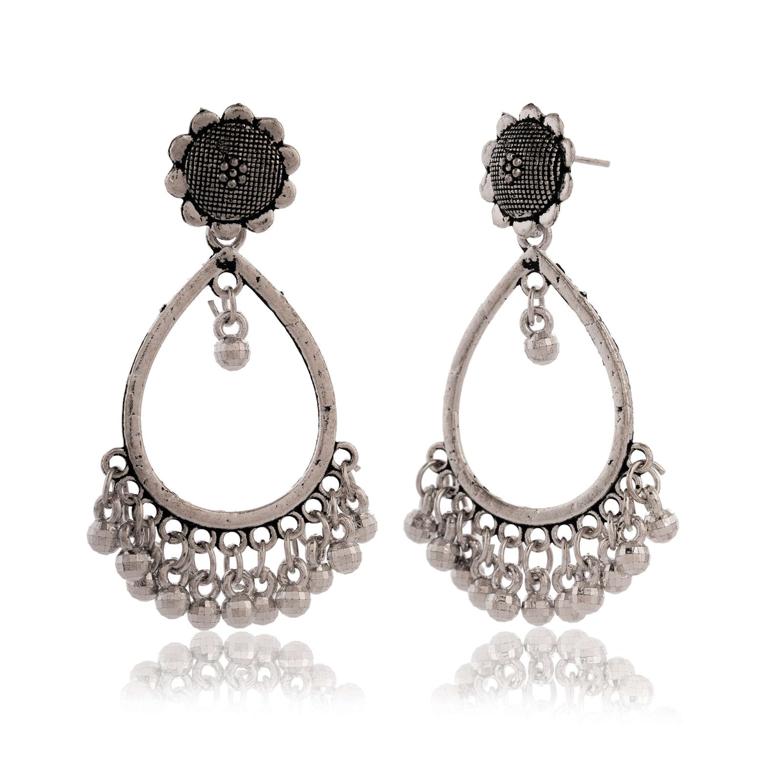 Earrings for Women Traditional Silver AZ838-OXidised Jhumka Set | German Silver Chand Baliyan & Jhumkas Earrings | Birthday & Anniversary Gift -AZ838-OX-ER34