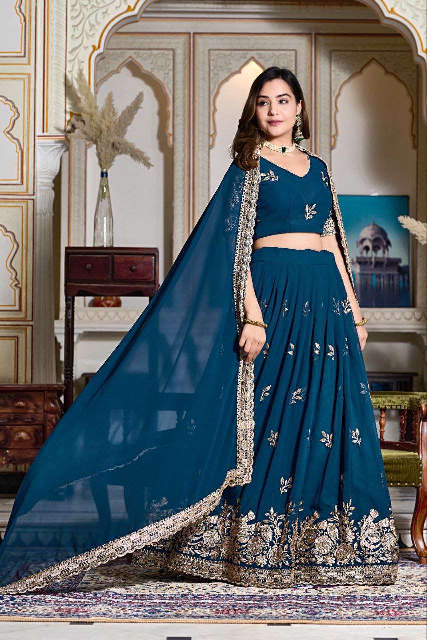 Women's Embroidered Lehenga Choli with Net Dupatta ? Festive & Wedding Wear Set