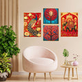 Set of Four Wall Paintings for Wall Dacoration Golden Framed Wall Paintings for Living Room & Bedroom Wall Art for Home Decoration & Office Wall Décor (13x10 inch CH-GD4-15)