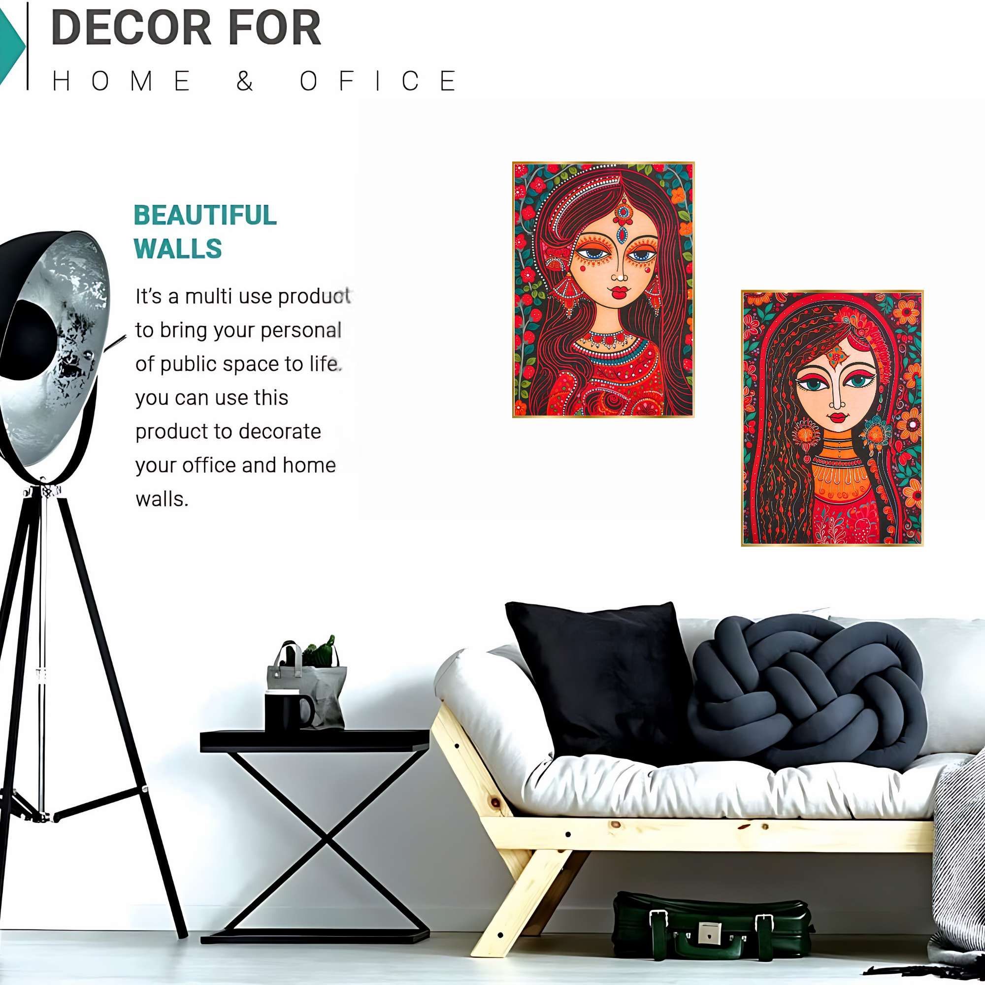 Set of Two Wall Paintings for Wall Dacoration Golden Framed Wall Paintings for Living Room & Bedroom Wall Art for Home Decoration & Office Wall Décor (14x11 inch CH-GD2-12)