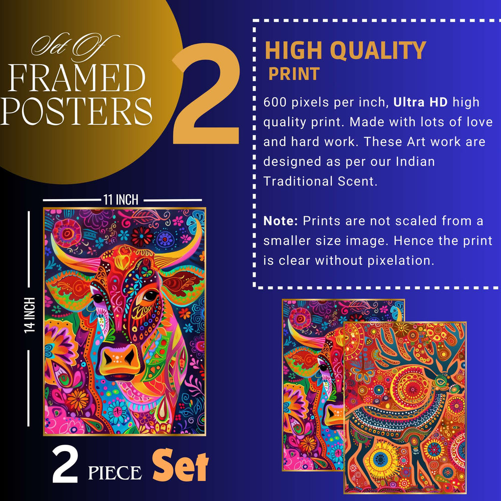 Set of Two Wall Paintings for Wall Dacoration Golden Framed Wall Paintings for Living Room & Bedroom Wall Art for Home Decoration & Office Wall Décor (14x11 inch CH-GD2-8)