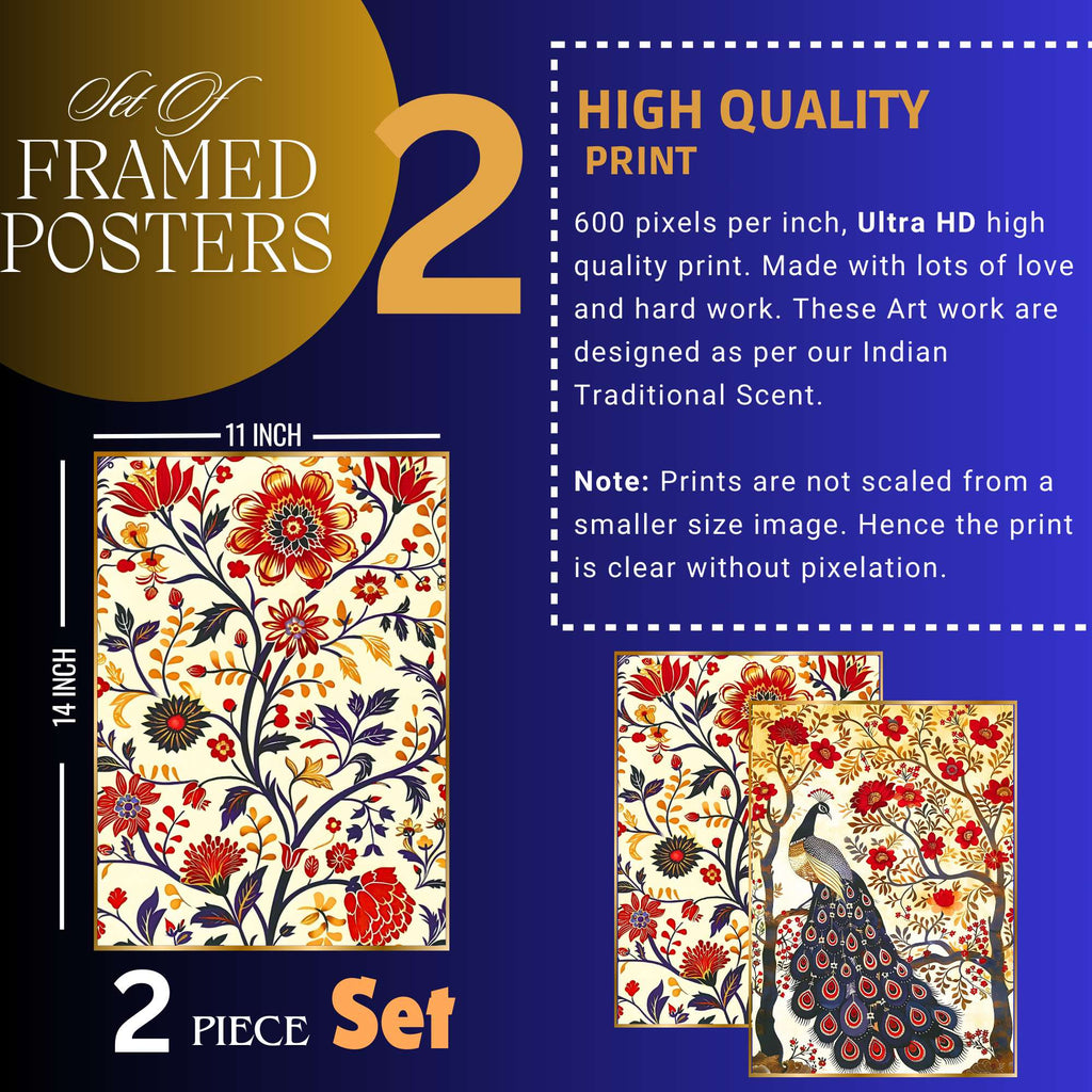 Set of Two Wall Paintings for Wall Dacoration Golden Framed Wall Paintings for Living Room & Bedroom Wall Art for Home Decoration & Office Wall Décor (14x11 inch CH-GD2-15)