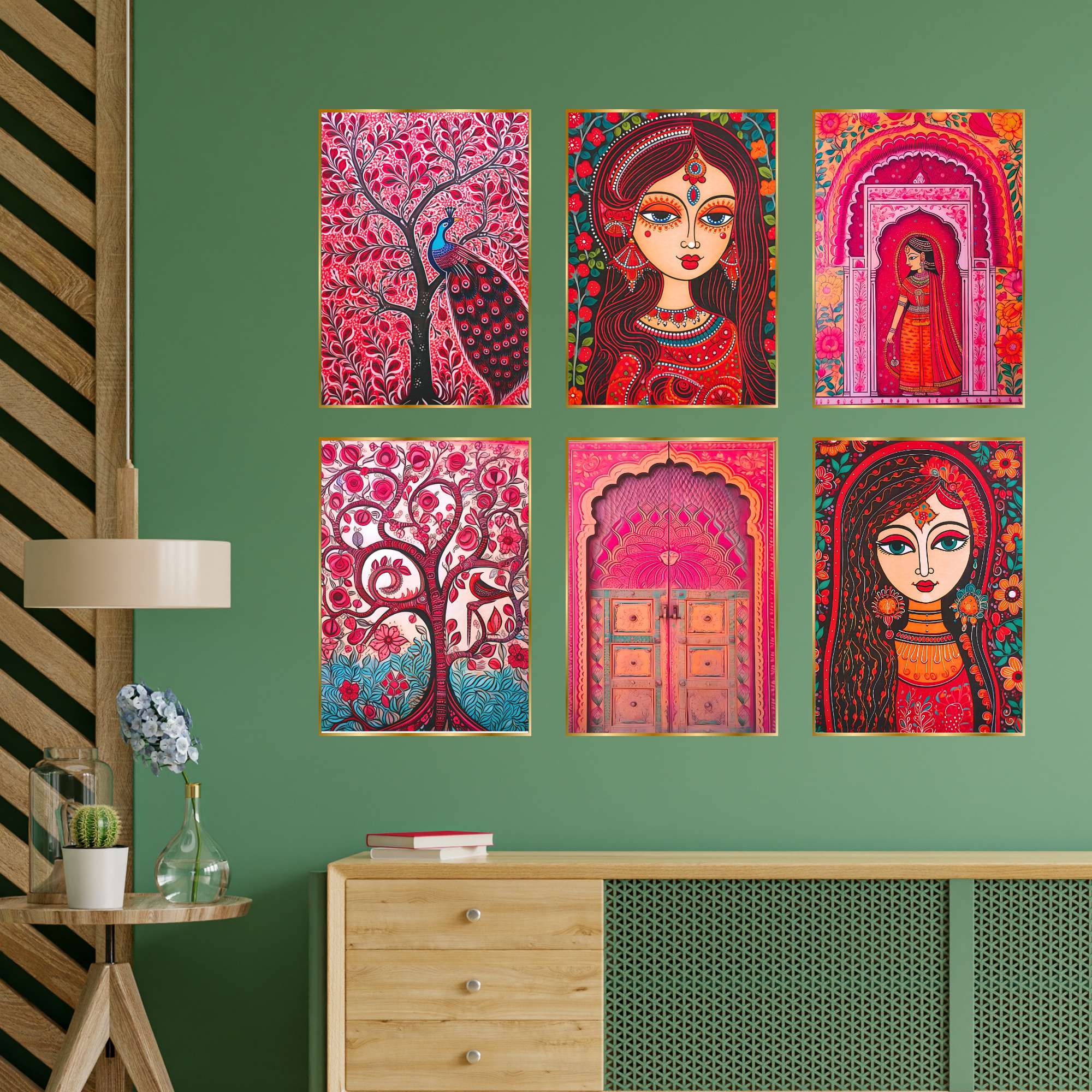 Set of Six Wall Paintings for Wall Dacoration Golden Framed Wall Paintings for Living Room & Bedroom Wall Art for Home Decoration & Office Wall Décor (17x13 inch CH-GD6-4)