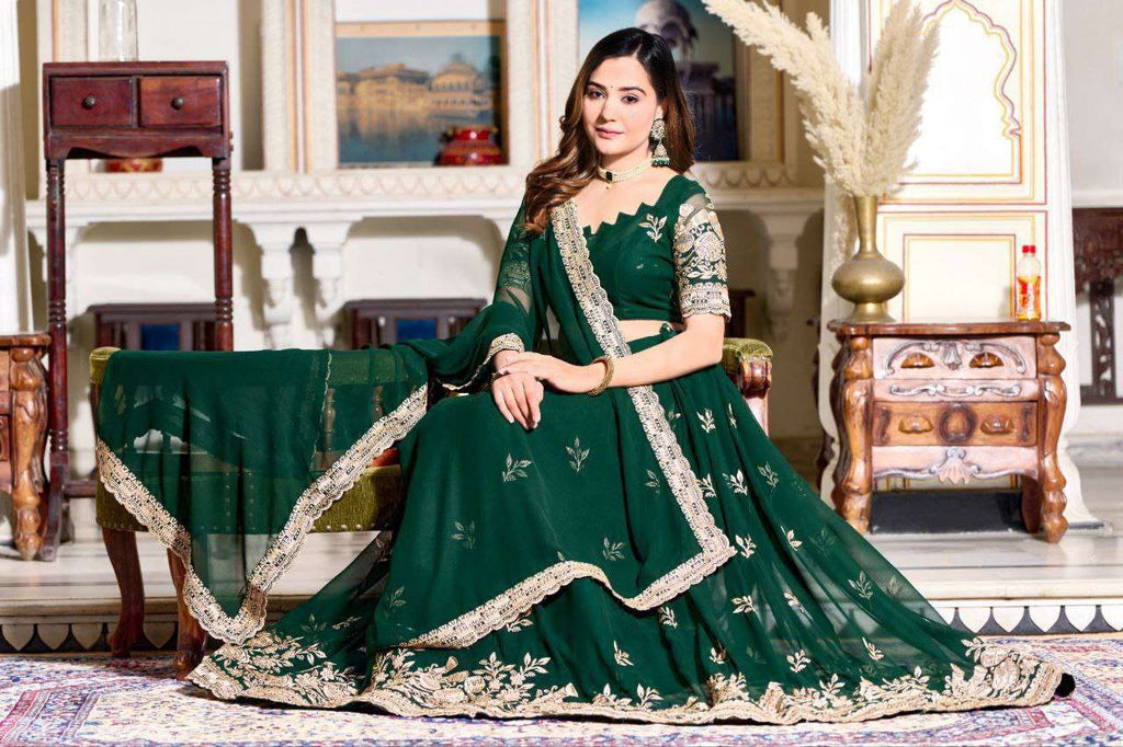 Women's Embroidered Lehenga Choli with Net Dupatta ? Festive & Wedding Wear Set